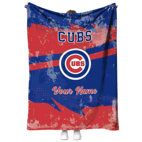 personalized chicago cubs grunge streaks blue blanket best selling
