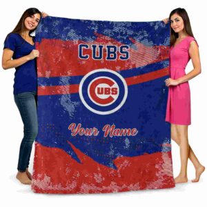 personalized chicago cubs grunge streaks blue blanket fashion forward