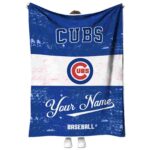 personalized chicago cubs grunge texture blue white blanket best selling