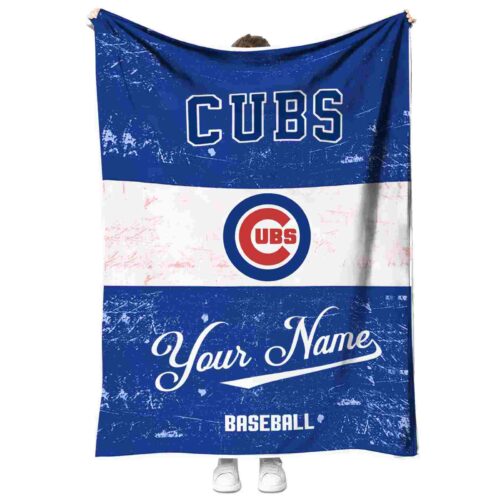 personalized chicago cubs grunge texture blue white blanket best selling