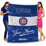 personalized chicago cubs grunge texture blue white blanket best selling