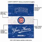 personalized chicago cubs grunge texture blue white blanket best selling