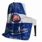 personalized chicago cubs grunge texture blue white blanket best selling