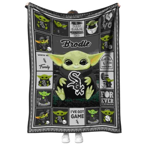 personalized chicago white sox baby yoda black blanket best selling