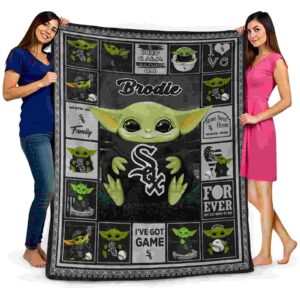 personalized chicago white sox baby yoda black blanket fashion forward