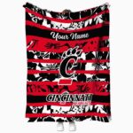 personalized cincinnati bearcats floral stripes red white blanket best selling