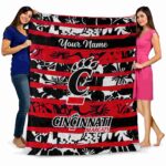 personalized cincinnati bearcats floral stripes red white blanket best selling