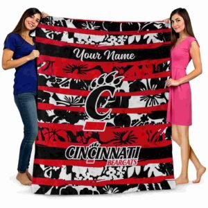 personalized cincinnati bearcats floral stripes red white blanket fashion forward