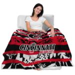 personalized cincinnati bearcats floral stripes red white blanket best selling