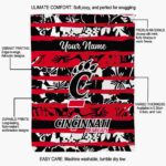 personalized cincinnati bearcats floral stripes red white blanket best selling