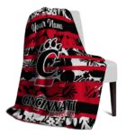 personalized cincinnati bearcats floral stripes red white blanket best selling