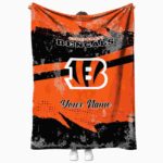 personalized cincinnati bengals grunge streaks orange blanket best selling