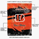 personalized cincinnati bengals grunge streaks orange blanket best selling