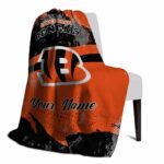 personalized cincinnati bengals grunge streaks orange blanket best selling