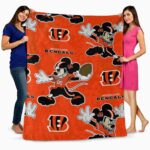 personalized cincinnati bengals mickey orange blanket best selling