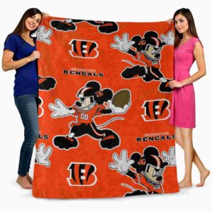personalized cincinnati bengals mickey orange blanket fashion forward