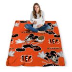 personalized cincinnati bengals mickey orange blanket best selling