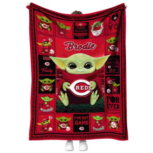 personalized cincinnati reds baby yoda red blanket best selling