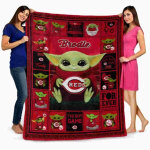 personalized cincinnati reds baby yoda red blanket fashion forward