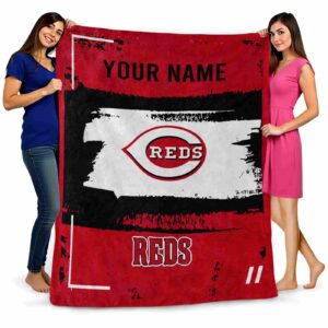 personalized cincinnati reds paint strokes red white blanket fashion forward