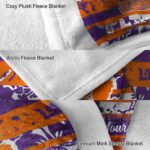 personalized clemson tigers floral stripes orange white blanket best selling