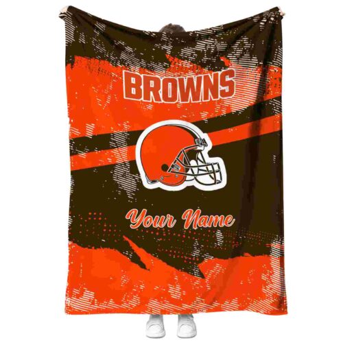 personalized cleveland browns grunge streaks brown blanket best selling