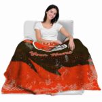 personalized cleveland browns grunge streaks brown blanket best selling