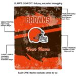 personalized cleveland browns grunge streaks brown blanket best selling