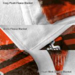 personalized cleveland browns grunge streaks brown blanket best selling