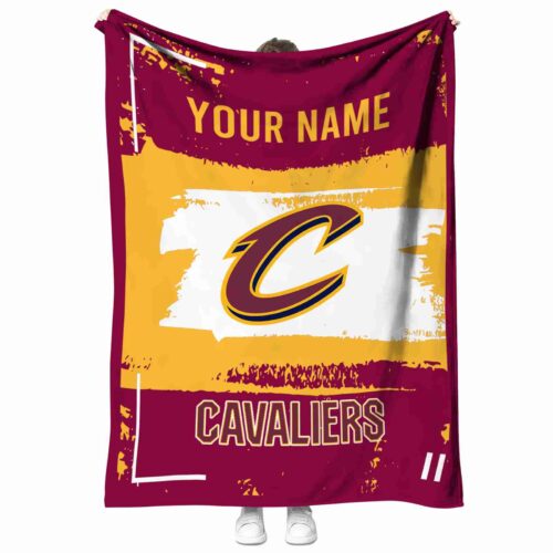 personalized cleveland cavaliers paint strokes wine white blanket best selling