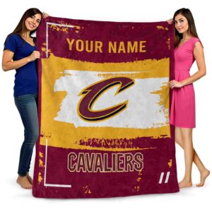 personalized cleveland cavaliers paint strokes wine white blanket fashion forward
