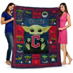 personalized cleveland guardians baby yoda navy blue blanket fashion forward