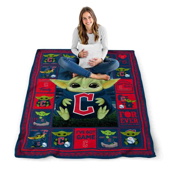 personalized cleveland guardians baby yoda navy blue blanket high quality