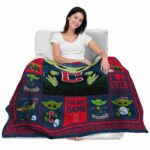 personalized cleveland guardians baby yoda navy blue blanket latest model