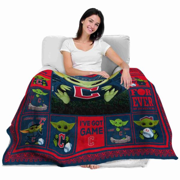 personalized cleveland guardians baby yoda navy blue blanket latest model