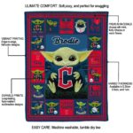personalized cleveland guardians baby yoda navy blue blanket new arrival
