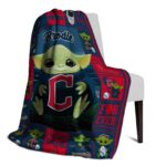 personalized cleveland guardians baby yoda navy blue blanket top rated
