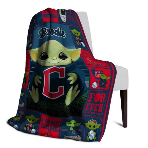 personalized cleveland guardians baby yoda navy blue blanket top rated