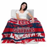 personalized cleveland guardians floral stripes navy blue white blanket latest model