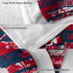 personalized cleveland guardians floral stripes navy blue white blanket premium grade
