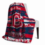 personalized cleveland guardians floral stripes navy blue white blanket top rated