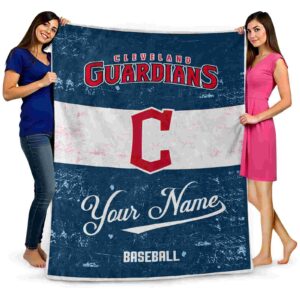 personalized cleveland guardians grunge texture navy blue white blanket fashion forward