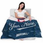personalized cleveland guardians grunge texture navy blue white blanket latest model