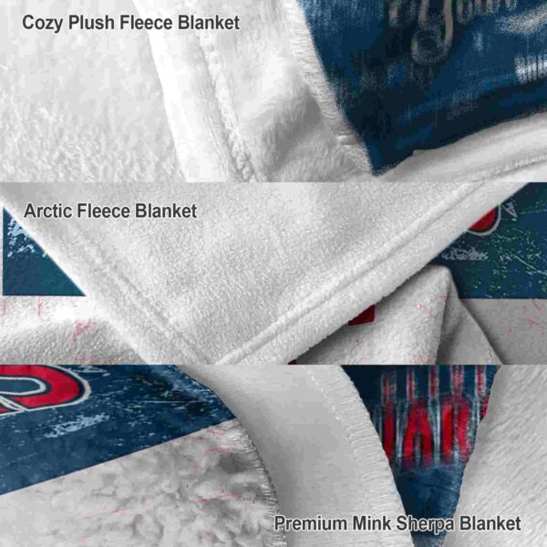 personalized cleveland guardians grunge texture navy blue white blanket premium grade