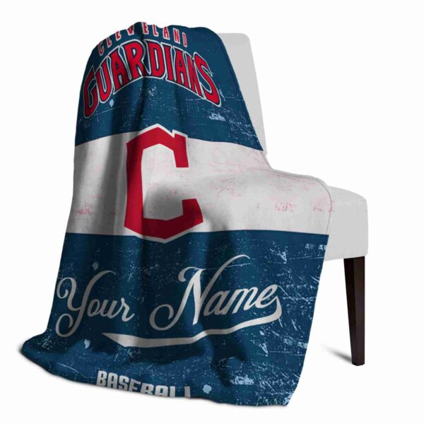 personalized cleveland guardians grunge texture navy blue white blanket top rated