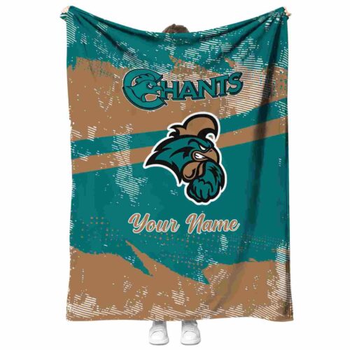 personalized coastal carolina chanticleers grunge streaks green blanket best selling