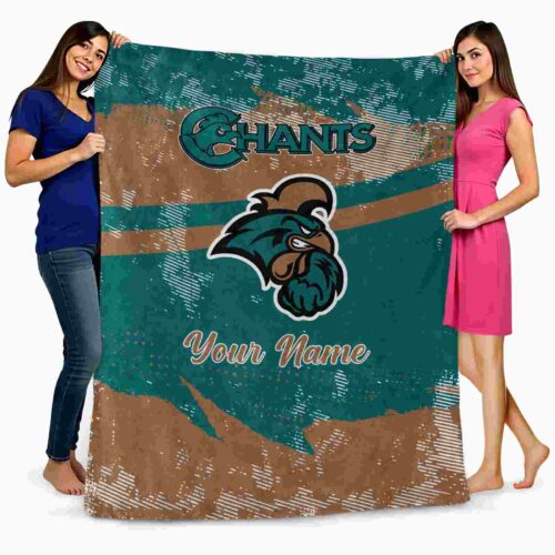 personalized coastal carolina chanticleers grunge streaks green blanket fashion forward