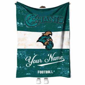 personalized coastal carolina chanticleers grunge texture green white blanket best selling