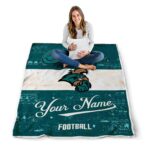 personalized coastal carolina chanticleers grunge texture green white blanket high quality