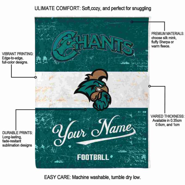 personalized coastal carolina chanticleers grunge texture green white blanket new arrival